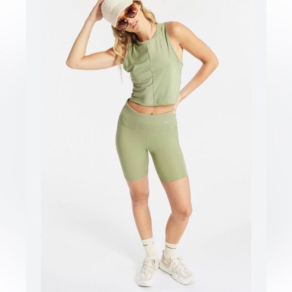 Nike Shorts Bike 7” Running Pocket Ribbed Panel Dri Fit Athletic Pistachio M - Picture 7 of 15